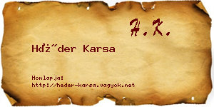 Héder Karsa névjegykártya